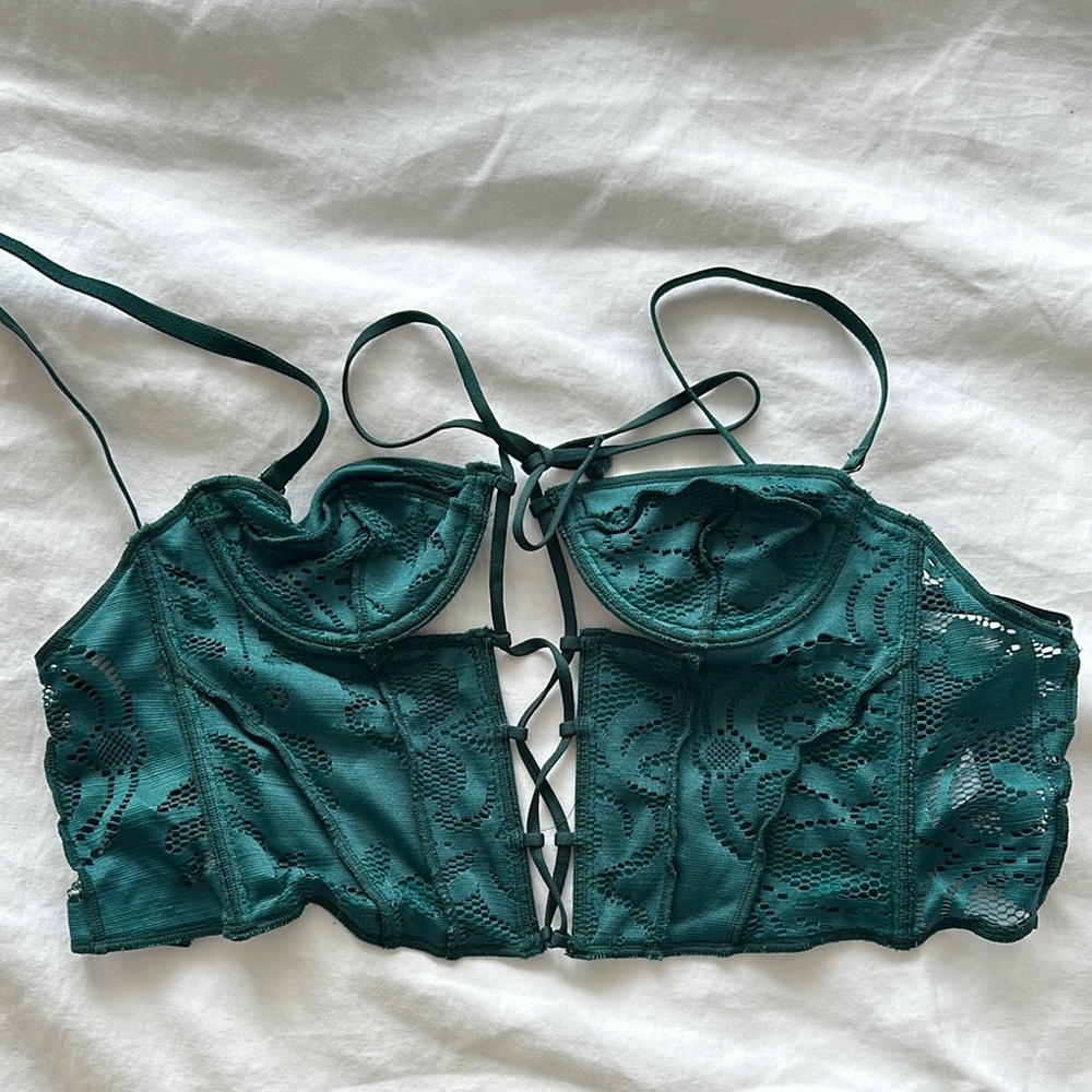 Teal Out from Under Lacey Corset Top ~ Urban Outfiters (M)